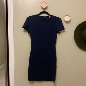 Navy Bodycon Dress with Asymmetrical Skirt